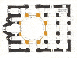 Примерный план христианских построек с октагоном (восьмиугольником) на перекрестии