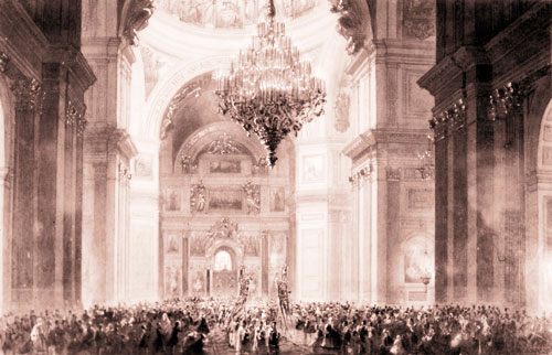 Церемония освящения кафедрального Исаакиевского собора в присутствии Александра II. Литография